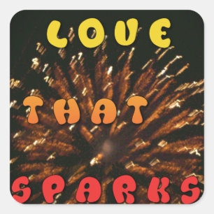 Love That Sparks Abstract Art Design Print Square Sticker