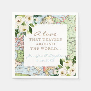 Love That Travels around the World Floral Map Napkin