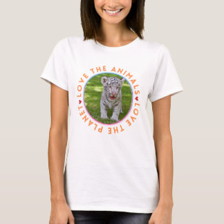 Love the Animals Love the Planet white tiger cub T-Shirt