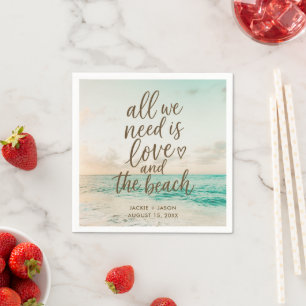 Love & the Beach Elegant Beach Wedding Napkin