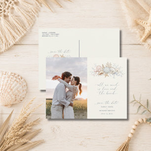 Love & The Beach Wedding Photo Save the Date Postcard