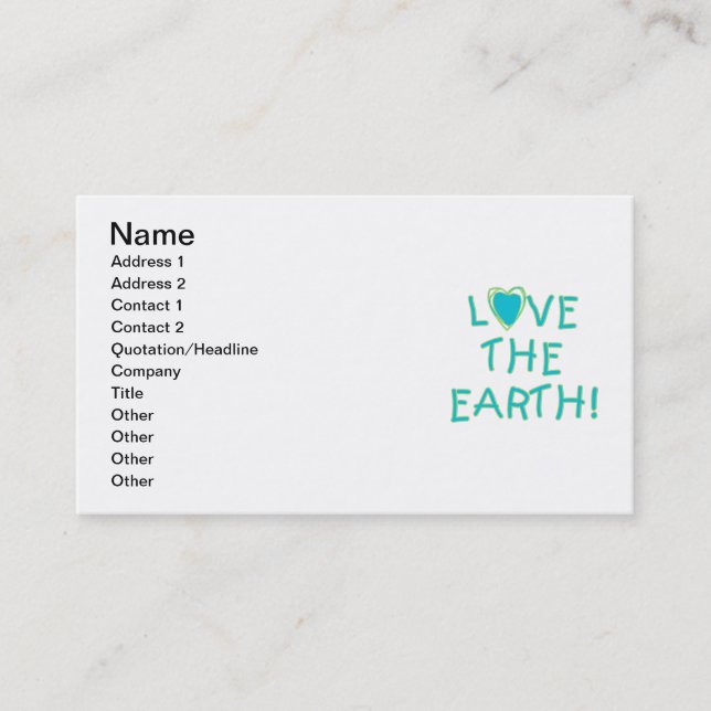 Love the Earth Environmental Business Card (Front)