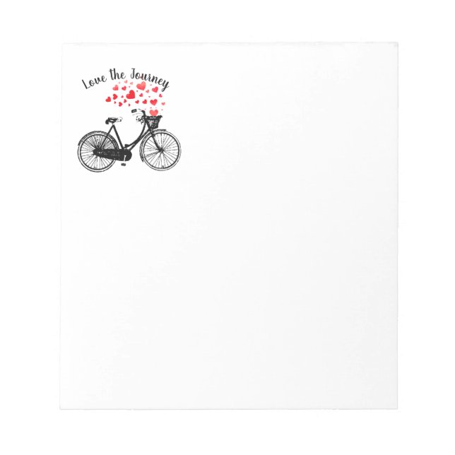 Love the Journey Inspirational Vintage Bike hearts Notepad (Front)