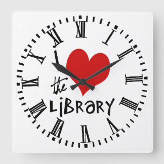 Love the Library Square Wall Clock