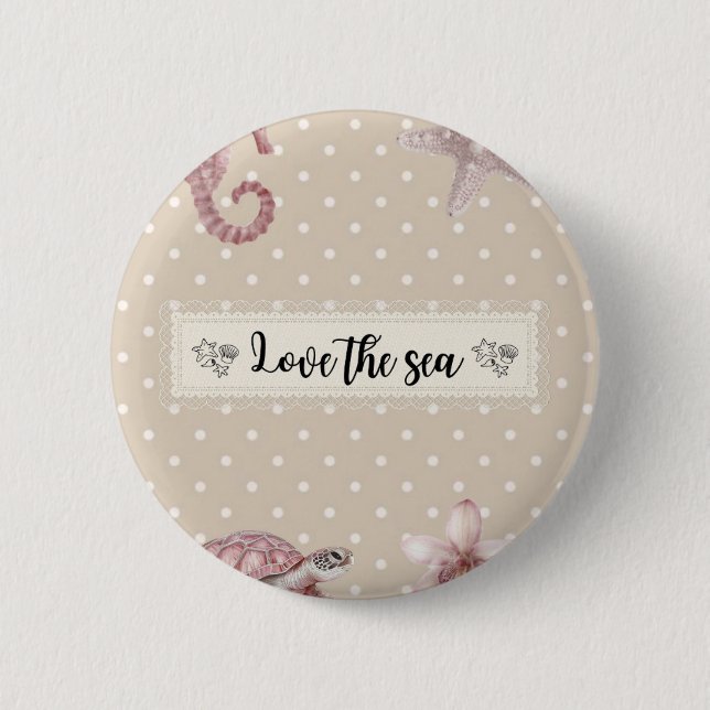 Love the Ocean 6 Cm Round Badge (Front)