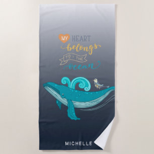 Love the ocean Monogram Beach Towel
