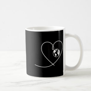 Love the planet earth heart globe minimalist coffee mug