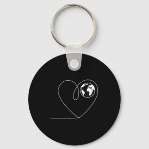 Love the planet earth heart globe minimalist key ring