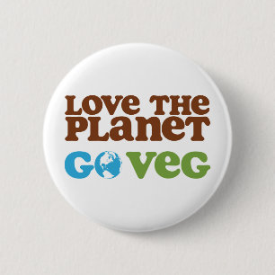Love the Planet Go Veg 6 Cm Round Badge