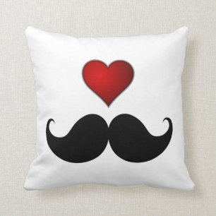 LOVE THE STACHE Heart w/Moustache Moustache Cushion