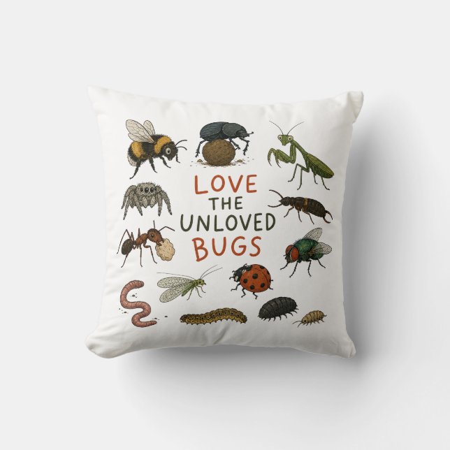 Love the Unloved Bugs Cushion (Front)