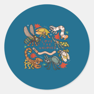Love the unloved insects worm scorpion quote classic round sticker