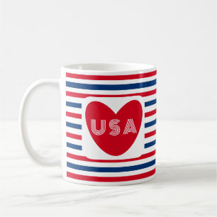 Love the USA Patriotic Red White Blue Fun Heart Coffee Mug
