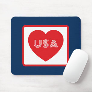 Love the USA Patriotic Red White Blue Simple Heart Mouse Pad