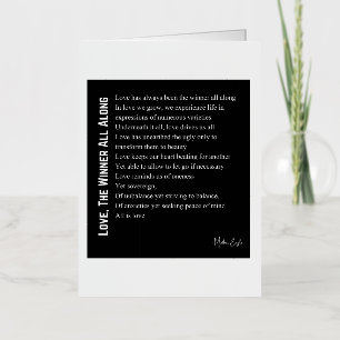 Love the winner all along poem poetry poster black foil greeting card