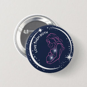 Love Them Both Pro-Life Pregnant Woman Inspiration 6 Cm Round Badge