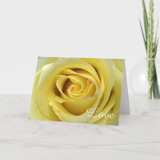 Love Theme with Yellow Rose Petals Up Close Card (Front)