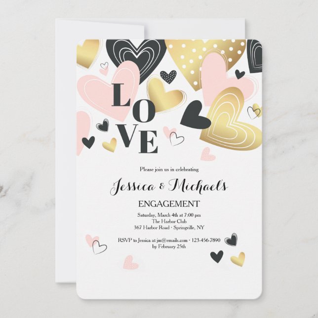 Love These Hearts Invitation (Front)