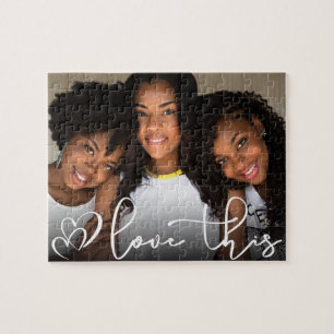 Love This   Modern Casual Script Heart Photo Jigsaw Puzzle