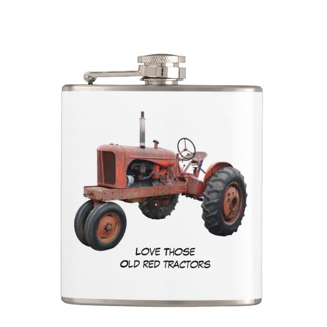 Love Those Old Red Tractors Hip Flask (Front)