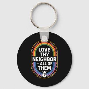 Love Thy Neighbour All Of Them Retro Vintage Rainb Key Ring
