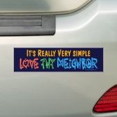Love Thy Neighbour - Heart, Peace Sign Bumper Sticker (On Car)