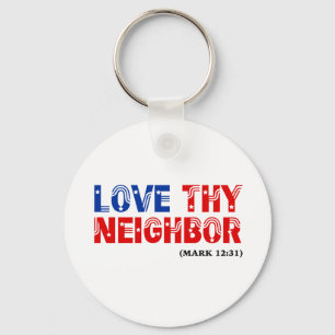 Love Thy Neighbour Stars Stripes: hurricanesupport Key Ring