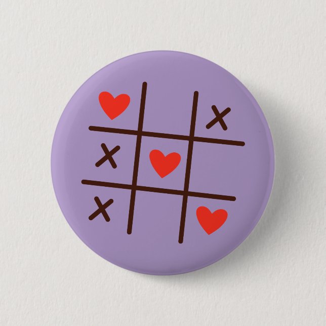 Love Tic-Tac-Toe Hearts Button — Cute Valentine's  (Front)