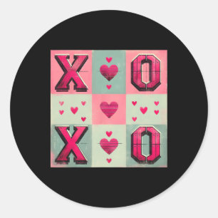 Love Tic-tac-toe Valentine Design  Classic Round Sticker