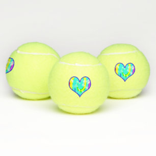 Love TieDye Heart Tennis Balls