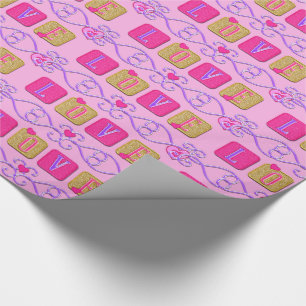Love Tiles-Pink-Purple-LIGHT PINK-Gift Wrap Paper