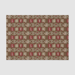 Love Tiles-Red-Gold-Brown-TISSUE WRAP PAPER