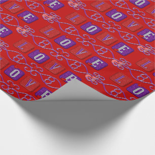 Love Tiles-Red-Purple-RED-Gift Wrapping Paper