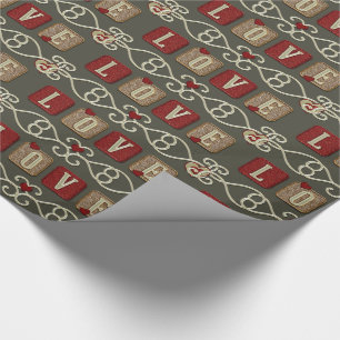 Love Tiles-Red-Sage-Gift Wrapping Paper