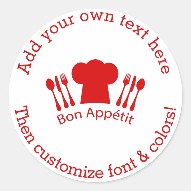 Love to Cook Chef Hat Bon Appetit Classic Round Sticker (Front)