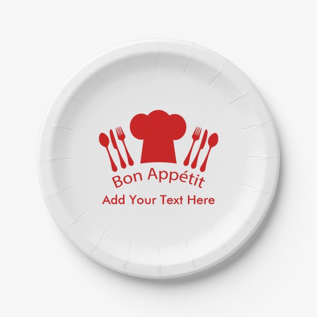 Love to Cook Chef Hat Bon Appetit Paper Plate (Front)