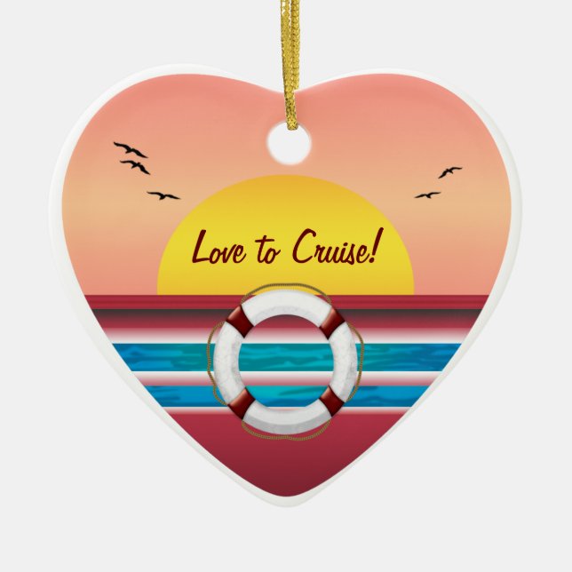 Love to Cruise Sunset - Your Photo Personalised Ceramic Ornament (Front)