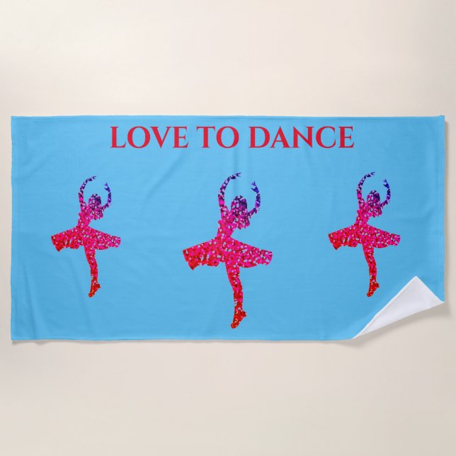 LOVE TO DANCE beach towel. Beach Towel (Front)