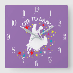 Love to dance square wall clock