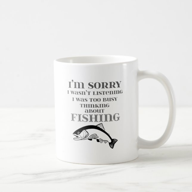 Love to Fish Fishermans Thinking About Fishing Coffee Mug (Right)