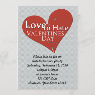 Love to Hate Valentines Day Party Invitation