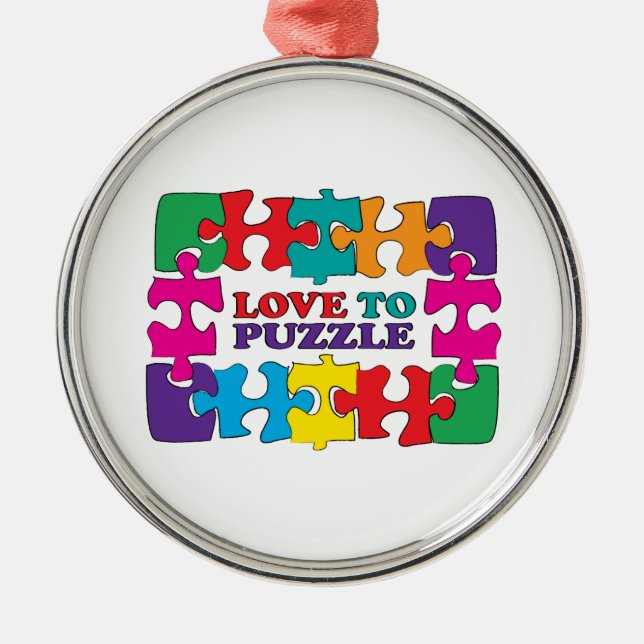 Love To Puzzle Metal Ornament (Front)