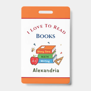 Love To Read Books Reader Reading Personalise ID Badge