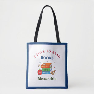 Love To Read Books Reader Reading Personalise Tote Bag