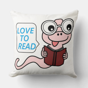 "LOVE TO READ" BOOKWORM CUSHION