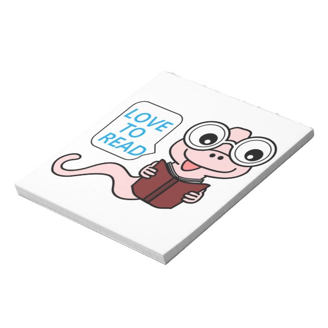 "LOVE TO READ" BOOKWORM NOTEPAD (Rotated)
