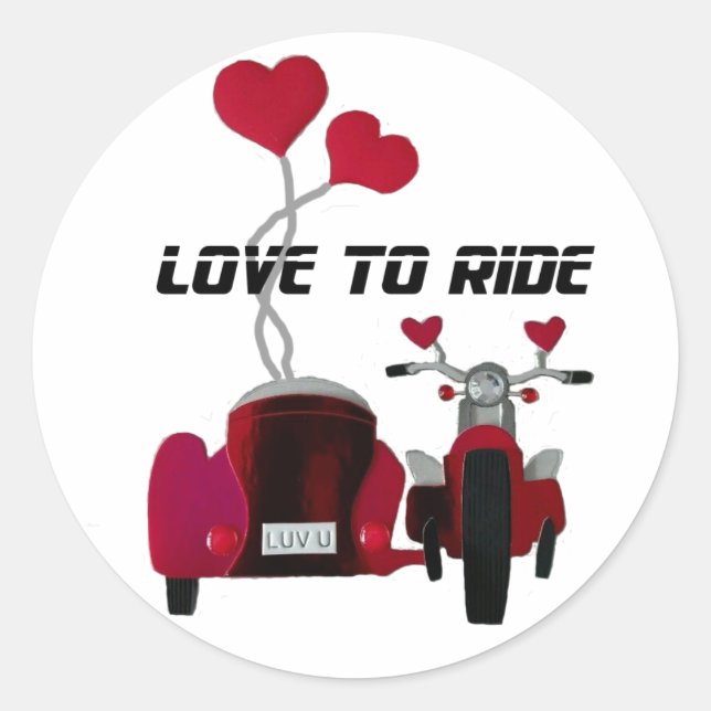 Love to Ride Sidecar Motorcycles Stickers (Front)