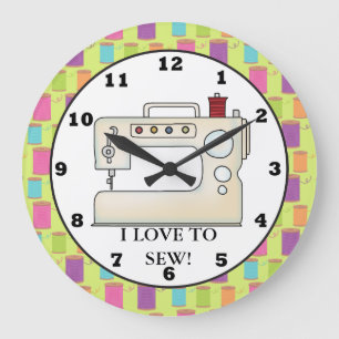 Love to sew sewing machine wall clock