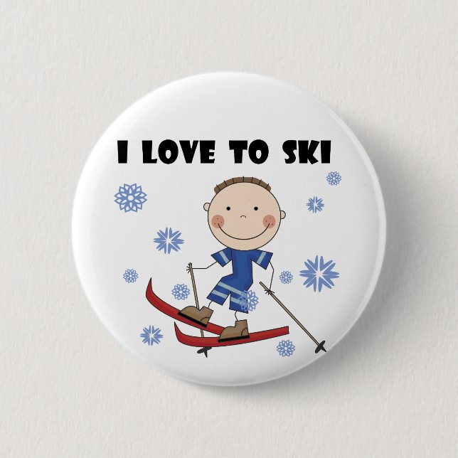 Love to Ski - Boy Tshirts and Gifts 6 Cm Round Badge (Front)