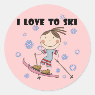 Love to Ski - Girl Tshirts and Gifts Classic Round Sticker